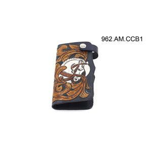 ck-962 cartera de piel  cincelada de  caballos  bicolor