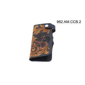 ck-962 cartera de piel  cincelada de  caballos  bicolor