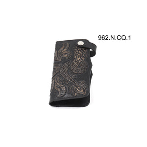 ck-962 cartera de piel  cincelado de serpiente emplumada  color