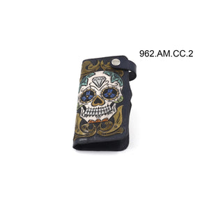 ck-962 cartera de piel texana cincelado de calavera color