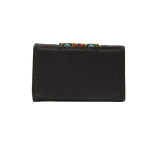ck-932 cartera piel con grecas y geometria de chaquira artesanal