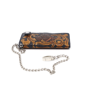 ck-962 cartera de piel  cincelada de  caballos  bicolor