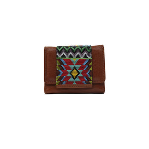 ck-65 cartera de piel con tapa de chaquira