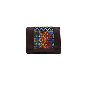 ck-65 cartera de piel con tapa de chaquira