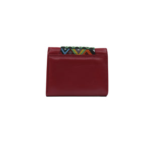 ck-65 cartera de piel con tapa de chaquira