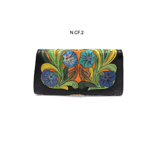 ck-1005 carteron de piel cincelado completo flores color
