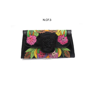 ck-1005 carteron de piel cincelado completo flores color