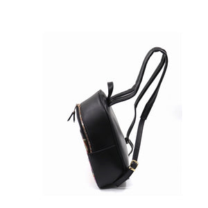Mk-1335 back pack de piel con telar de huipil maya original
