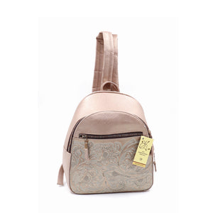 mk-1335 back pack cincelado de  flores bicolor
