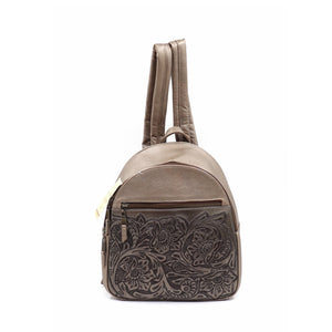 mk-1335 back pack cincelado de  flores bicolor