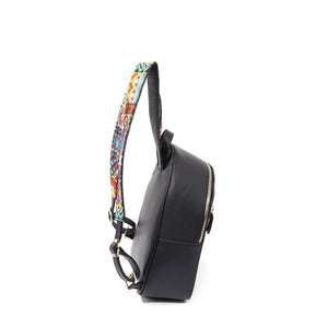mk-1335 back pack piel con asas de chaquira grecas