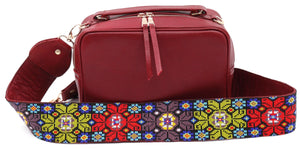 bk-125 bolsa de piel con asa de chaquira de grecas