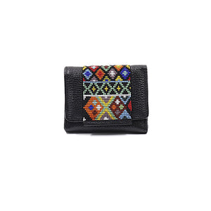 ck-65 cartera de piel con tapa de chaquira
