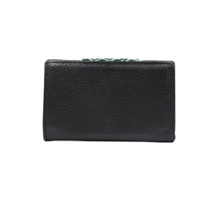 ck-932 cartera piel con grecas y geometria de chaquira artesanal