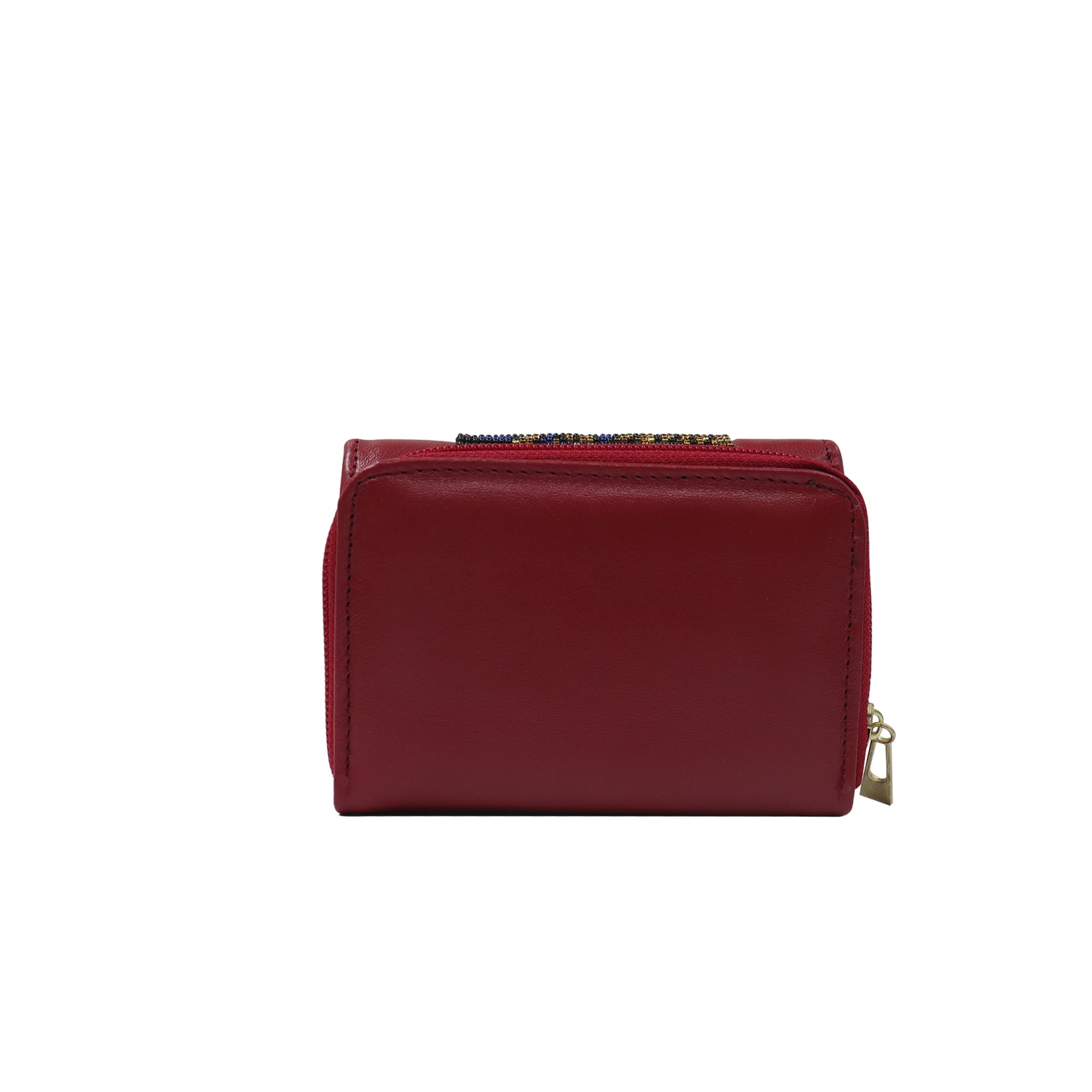 ck-60 cartera piel ternera con chaquira fauna artesanal