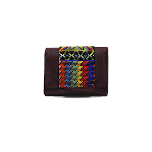 ck-65 cartera de piel con tapa de chaquira