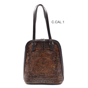mk-1325 back pack cincelado de calendario azteca bicolor