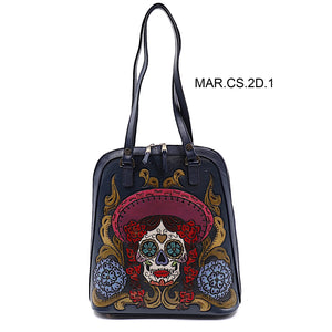 mk-1325 back pack cincelado de catrina sombreo