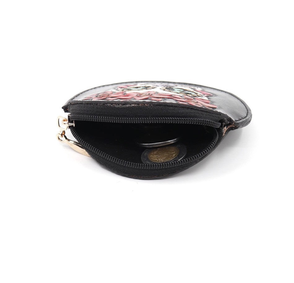 mn-1000 monedero  redondo cincelado de catrina